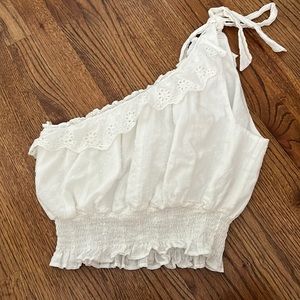 Vintage Havana white one shouldered top, size medium